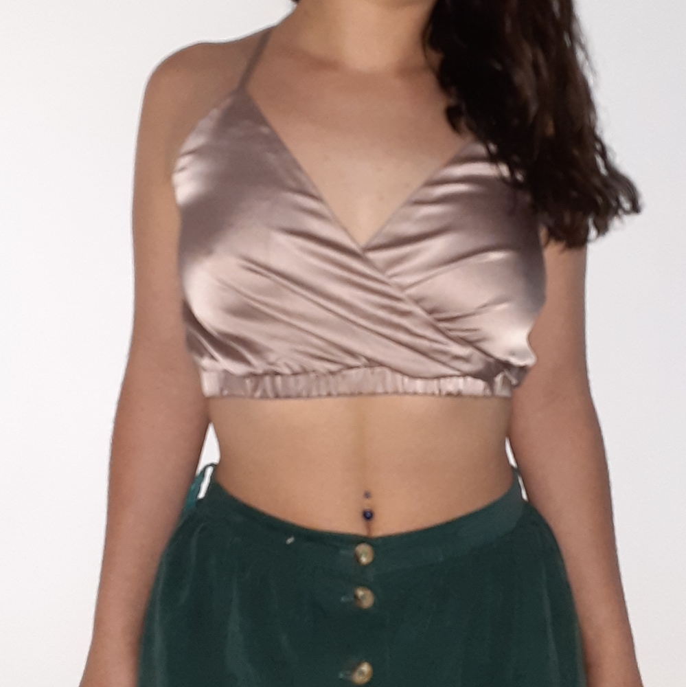 French Kiss silk bust crop top